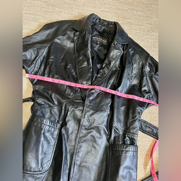 Wilsons Leather Vintage Genuine Leather 90's Trench Coat - Small - Picture 13 of 14